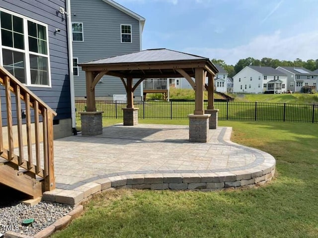 view of patio / terrace with a gazebo