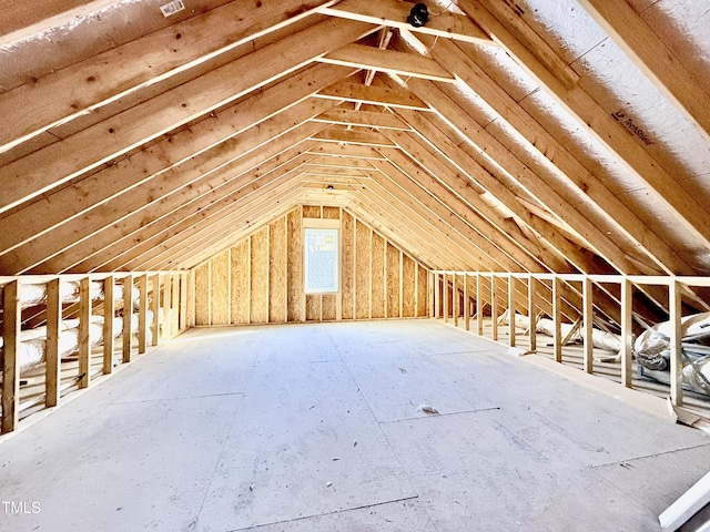 view of unfinished attic