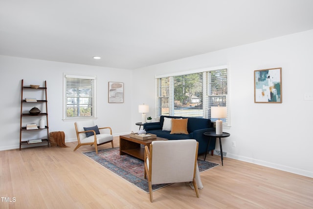 living room featuring light hardwood / wood-style flooring