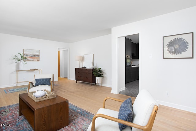 living room with hardwood / wood-style flooring