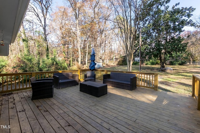 deck featuring an outdoor living space