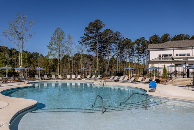 view of pool featuring a patio area