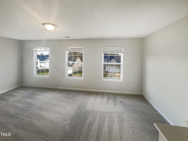 empty room featuring carpet flooring and a textured ceiling