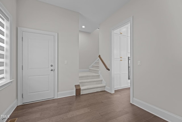 entrance foyer with wood-type flooring