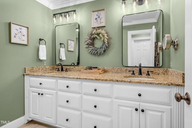 4027 Green Forest Ct, Rocky Mount, NC 27804 - bathroom featuring tile patterned floors, vanity, and ornamental molding