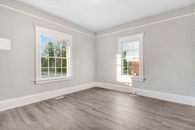 unfurnished room with wood-type flooring