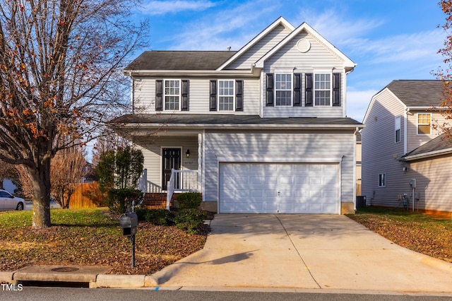 view of front property with a garage