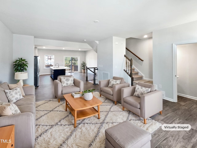 living room featuring wood-type flooring