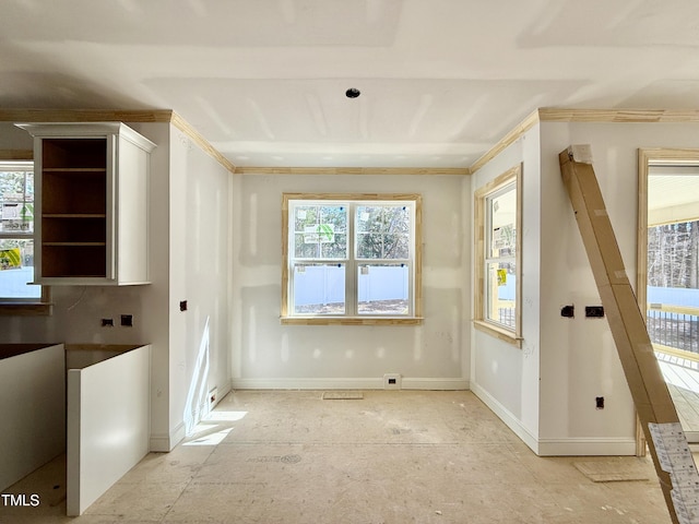 interior space featuring crown molding