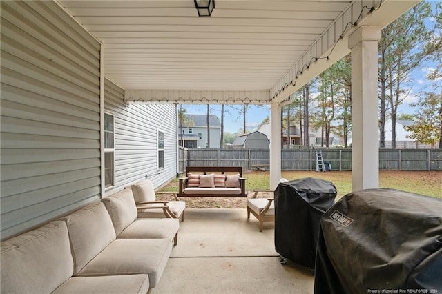 view of patio / terrace with outdoor lounge area and area for grilling