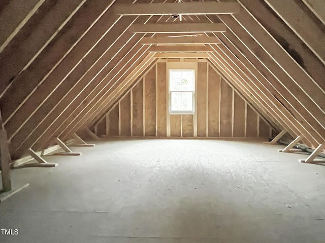 view of unfinished attic