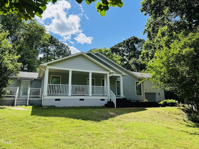 135 Weatherbend, Pittsboro, NC 27312 - bungalow featuring crawl space, covered porch, a front yard, and a garage