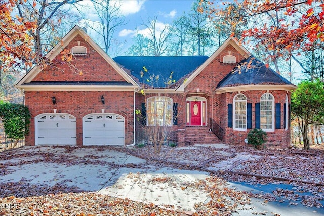 view of front of property with a garage