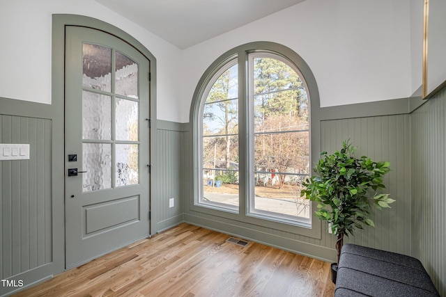 doorway to outside featuring light hardwood / wood-style floors