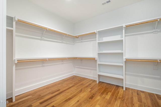 spacious closet featuring hardwood / wood-style flooring