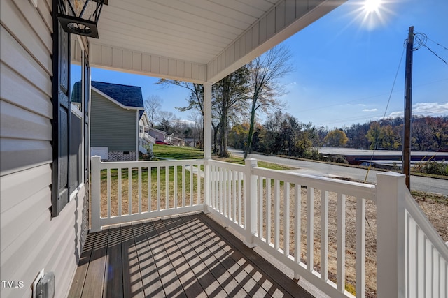 deck featuring covered porch