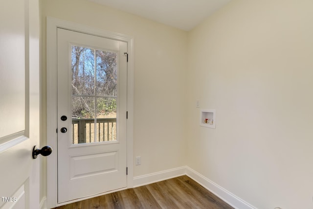 doorway to outside featuring hardwood / wood-style flooring