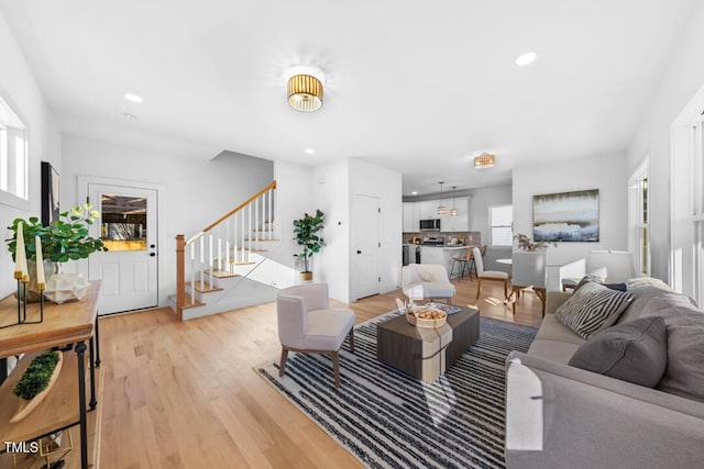 living room featuring light hardwood / wood-style floors