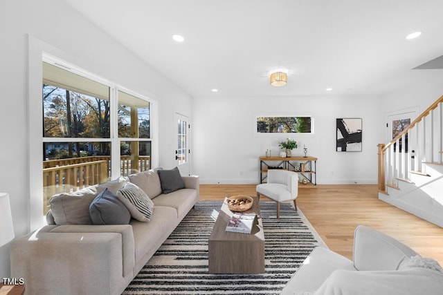 living room with wood-type flooring