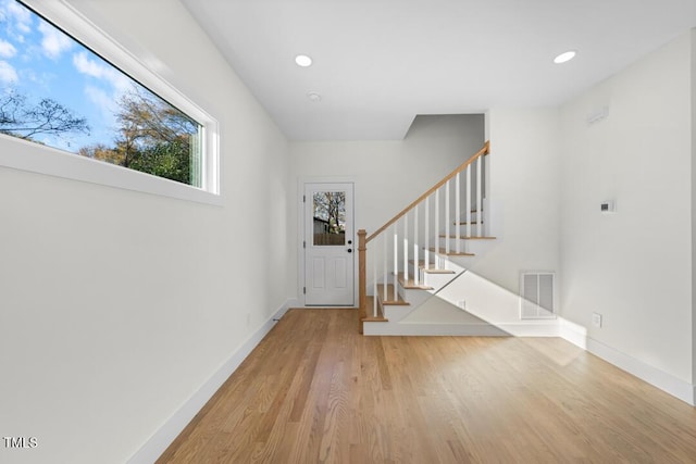 entryway with light wood-type flooring