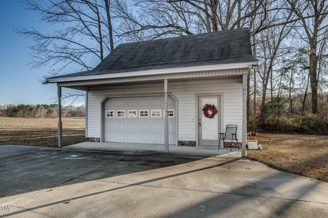 view of garage