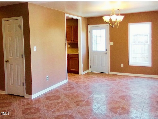 interior space with an inviting chandelier