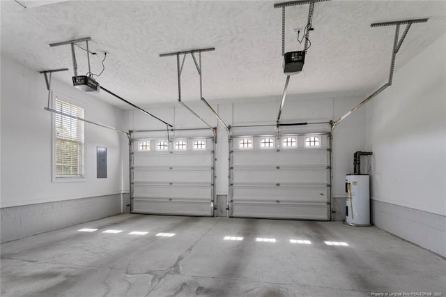 4419 Cameron Rd, Hope Mills, NC 28348 - garage featuring water heater, electric panel, and a garage door opener