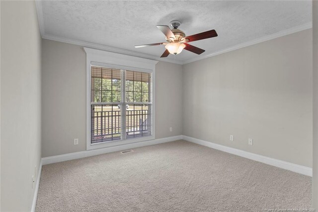 4419 Cameron Rd, Hope Mills, NC 28348 - carpeted empty room featuring ceiling fan, a textured ceiling, and crown molding