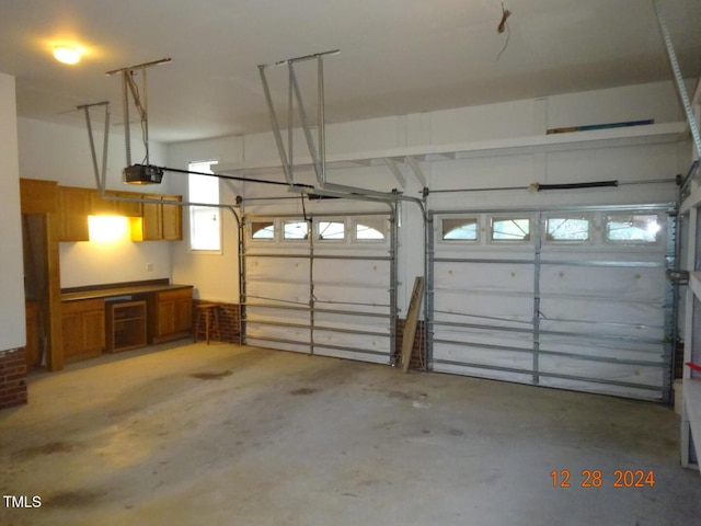 garage with a garage door opener