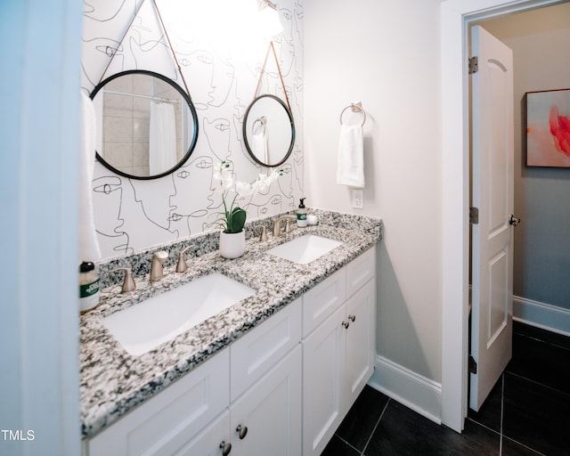 bathroom featuring vanity and tile patterned floors