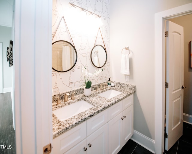 bathroom featuring vanity and tile patterned floors