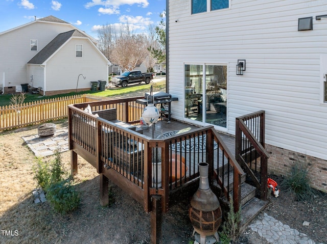 deck featuring grilling area