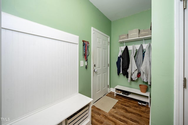 mudroom featuring dark hardwood / wood-style floors