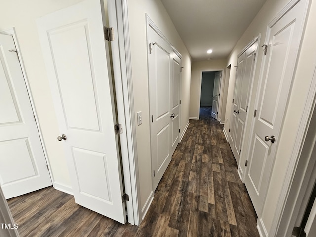 hall featuring dark hardwood / wood-style flooring