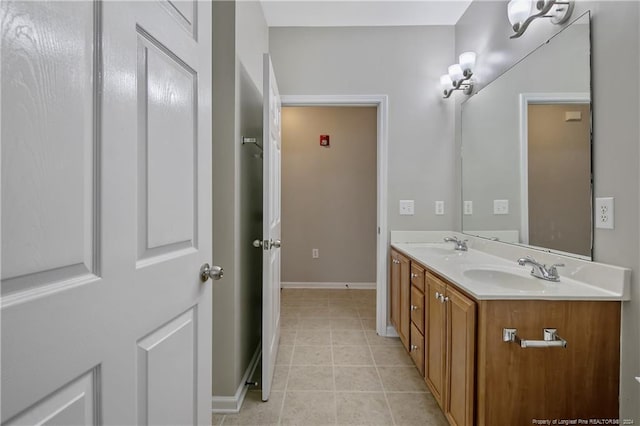 bathroom with tile patterned floors and vanity