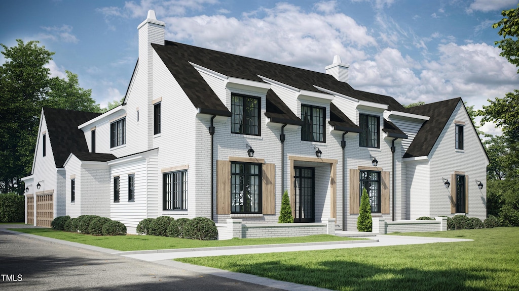 view of front of property with a front lawn