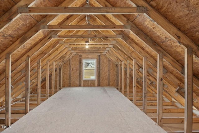 view of unfinished attic