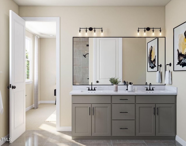 1204 Holding Village Way, Wake Forest, NC 27587 - bathroom with double vanity and baseboards