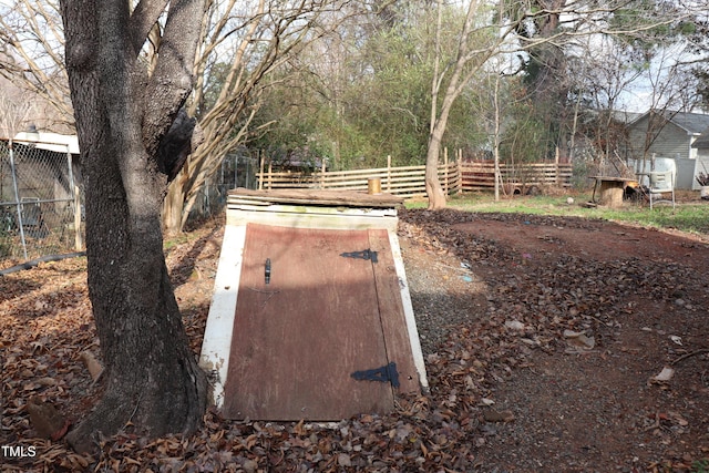 view of storm shelter