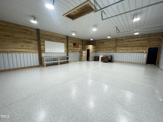 garage with wooden walls