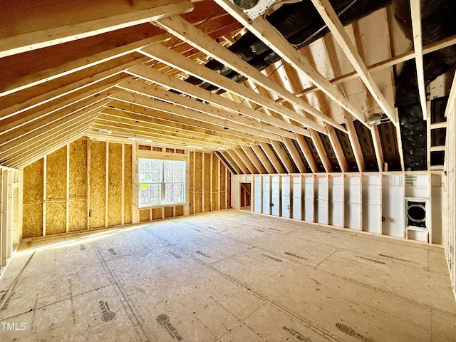 view of unfinished attic