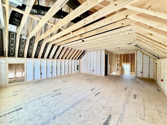 view of unfinished attic