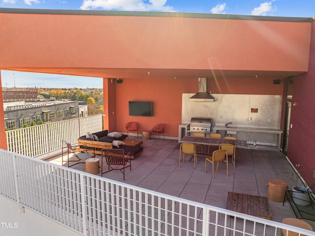 view of patio / terrace featuring area for grilling and an outdoor hangout area