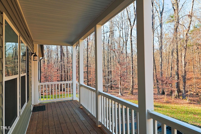 wooden deck with covered porch