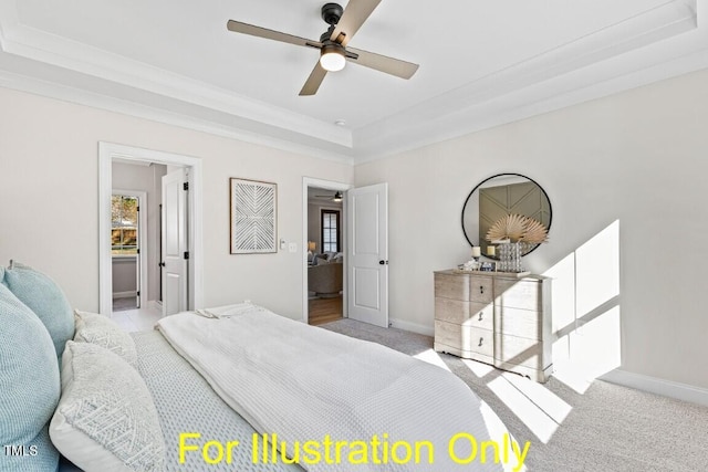 212 Rawhide Dr, Louisburg, NC 27549 - bedroom with crown molding, light carpet, and a raised ceiling