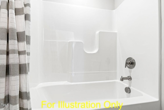 212 Rawhide Dr, Louisburg, NC 27549 - full bathroom featuring shower / bath combo with shower curtain