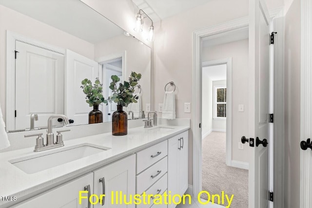 212 Rawhide Dr, Louisburg, NC 27549 - bathroom featuring double vanity and baseboards