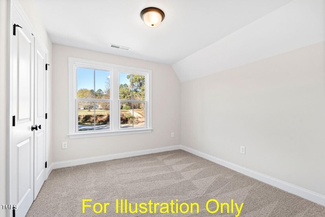 additional living space featuring carpet flooring and vaulted ceiling