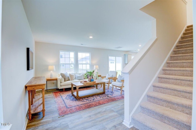 living room with wood-type flooring