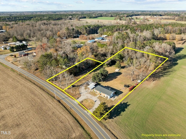 drone / aerial view featuring a rural view